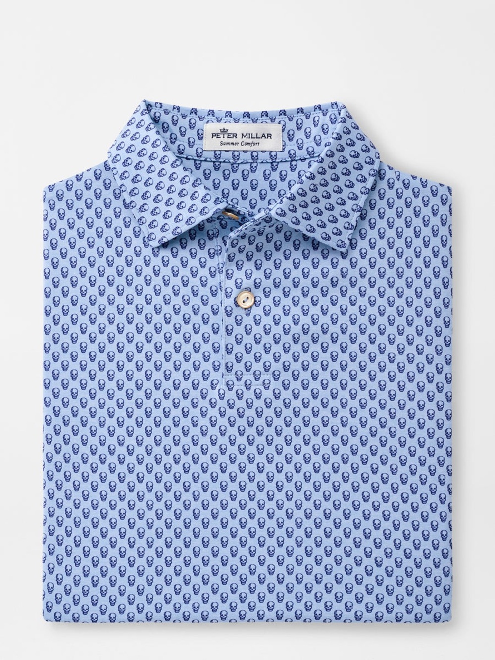 Peter Millar Blue Polo with Navy Micro Print